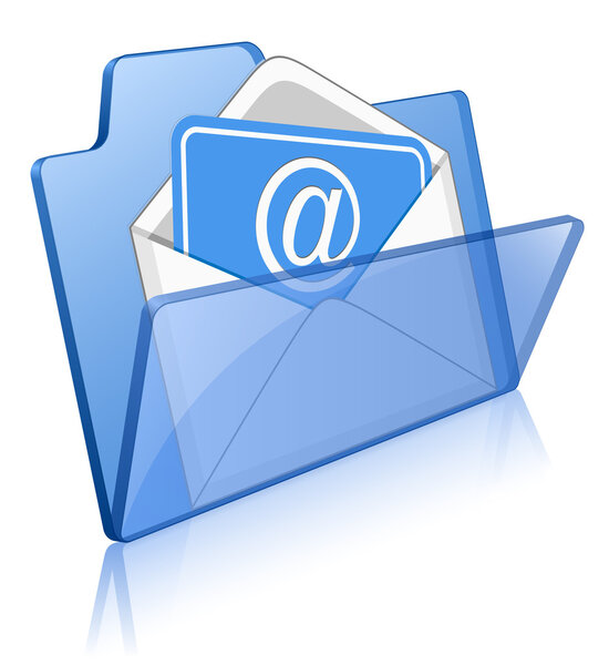 Векторная иллюстрация глянцевой папки с почтовым конвертом
