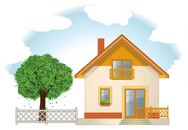 Highly detailed vector illustration of House with Garden — Stock Vector