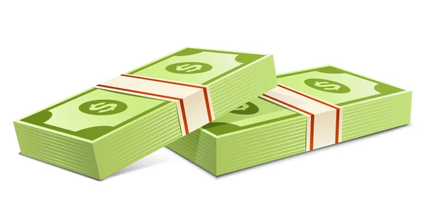 Pack of dollars. Vector illustration. Packs of dollars money — Stock Vector