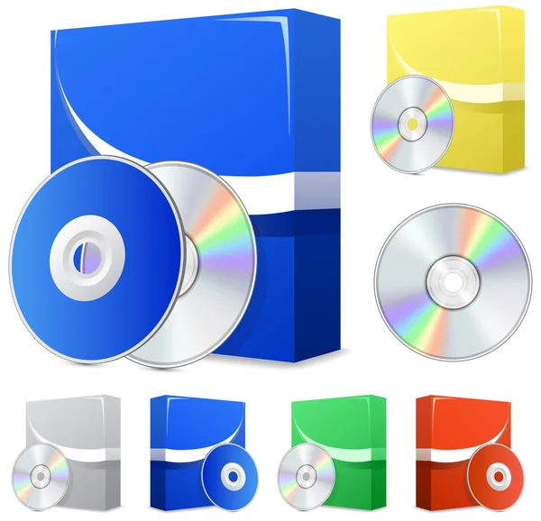 Software boxes and disks — Stock Vector