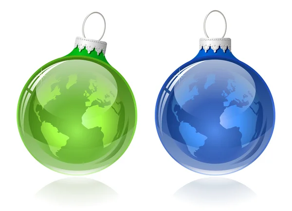 Globe christmas balls — Stock Vector