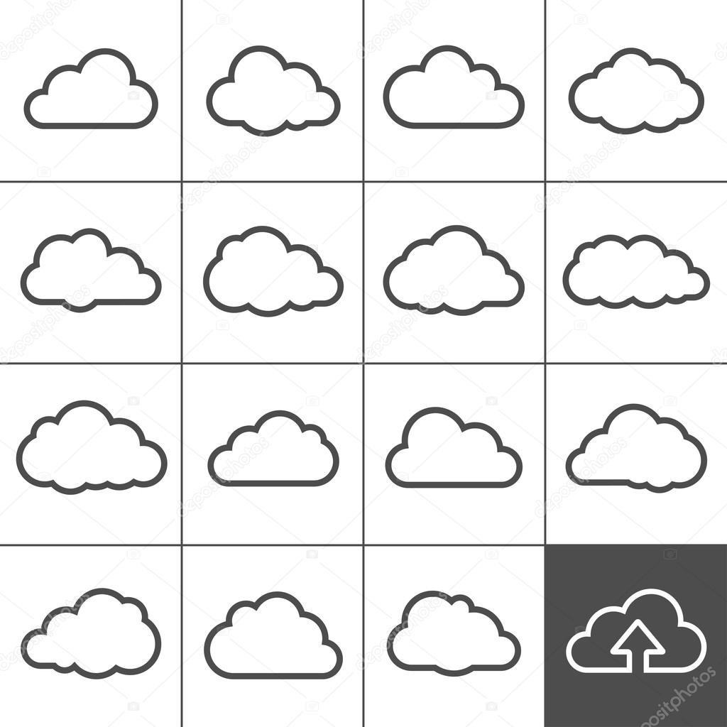 Cloud shapes collection. Cloud icons for cloud computing web and app. Simplus series