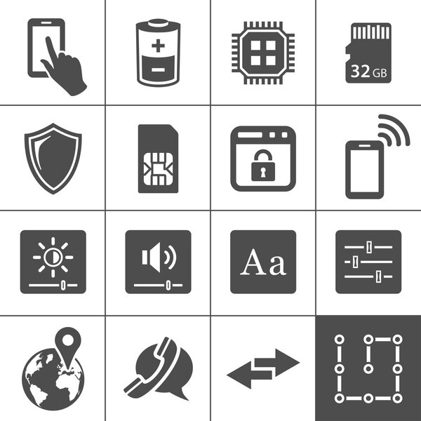 Mobile device settings icons