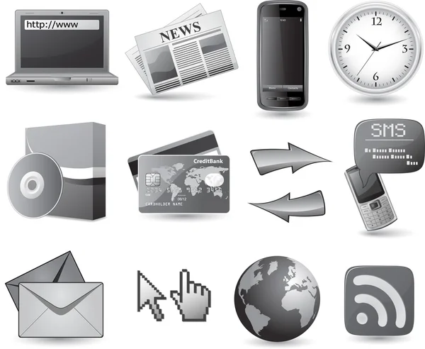 Icon Set für die Webseite - grau — Stockvektor