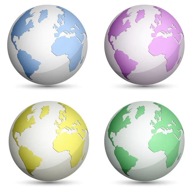 Metallic Globe Icons Set — Stock Vector