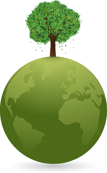 Concepto ecológico. Globo con árbol . — Vector de stock