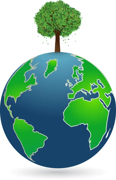 Concepto ecológico. Globo con árbol . — Vector de stock