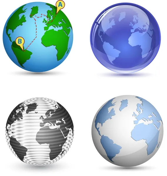 Set di icone a globo. Pianeta, Terra. Illustrazione vettoriale — Vettoriale Stock