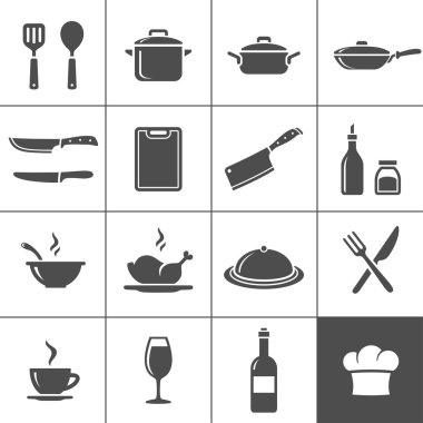 Restaurant kitchen icons clipart