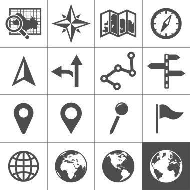 Cartography and topography vector icons