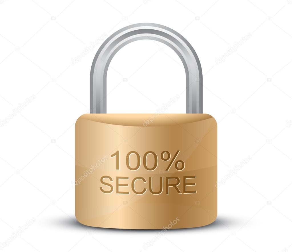 Metallic padlock. 100% Secure
