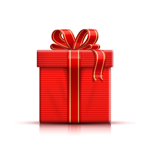 Abgestreifte rote Geschenkbox mit Band — Stockvektor