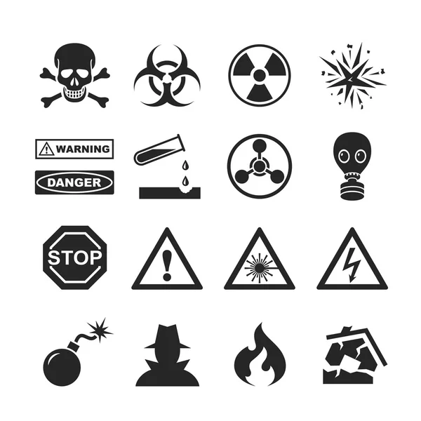 Niebezpieczeństwo i ostrzeżenie ikony — Zdjęcie stockowe