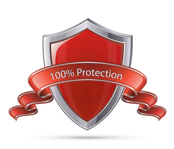 Shield symbol. 100 percent protection — Stock Vector