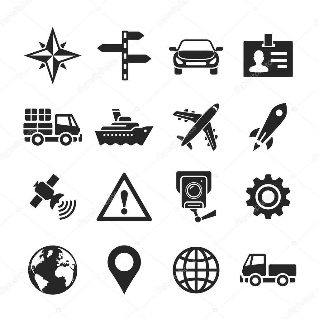 Transportation icons set. Simplus series