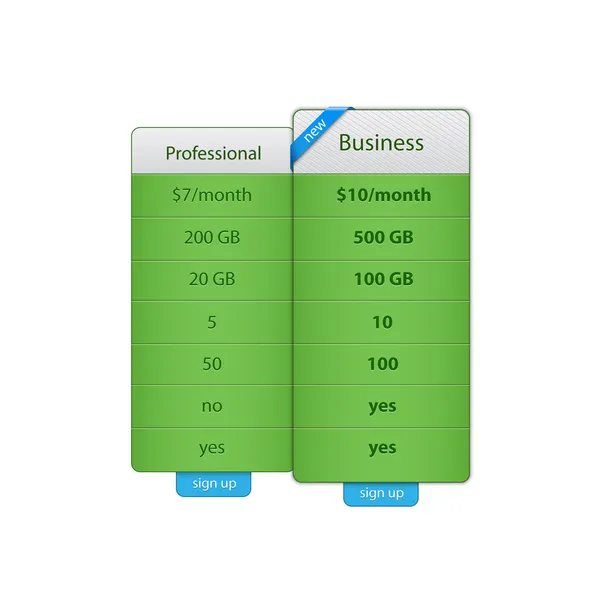 Tabla de precios — Archivo Imágenes Vectoriales