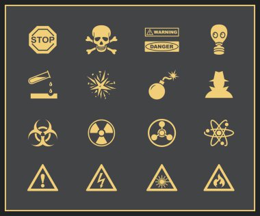 Danger and warning icons clipart