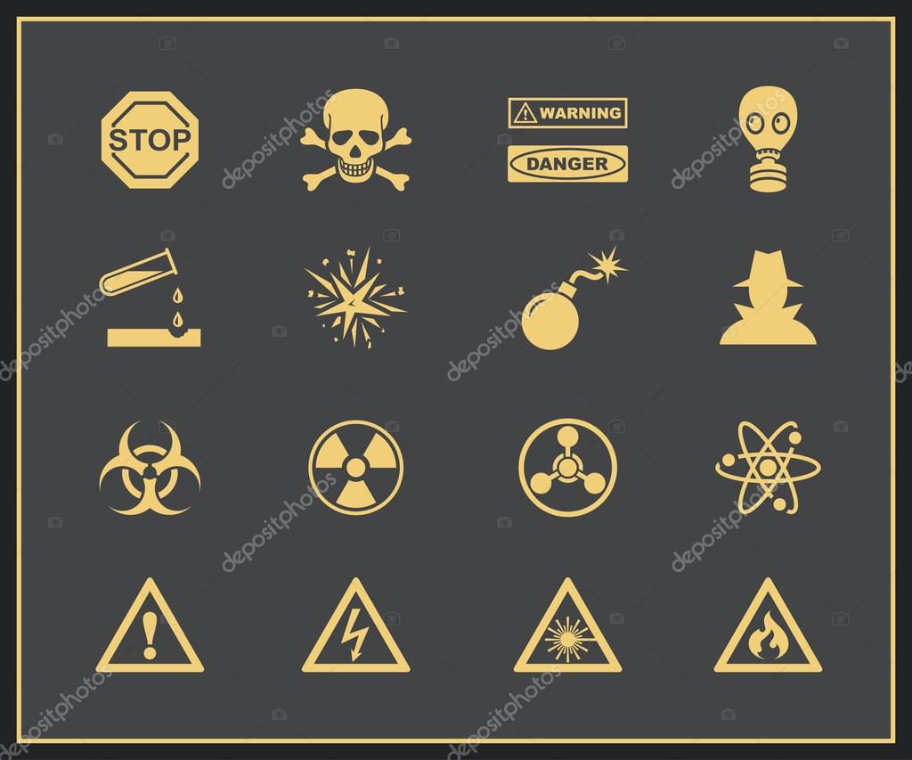 Danger and warning icons. Vector illustration of attention and hazrd