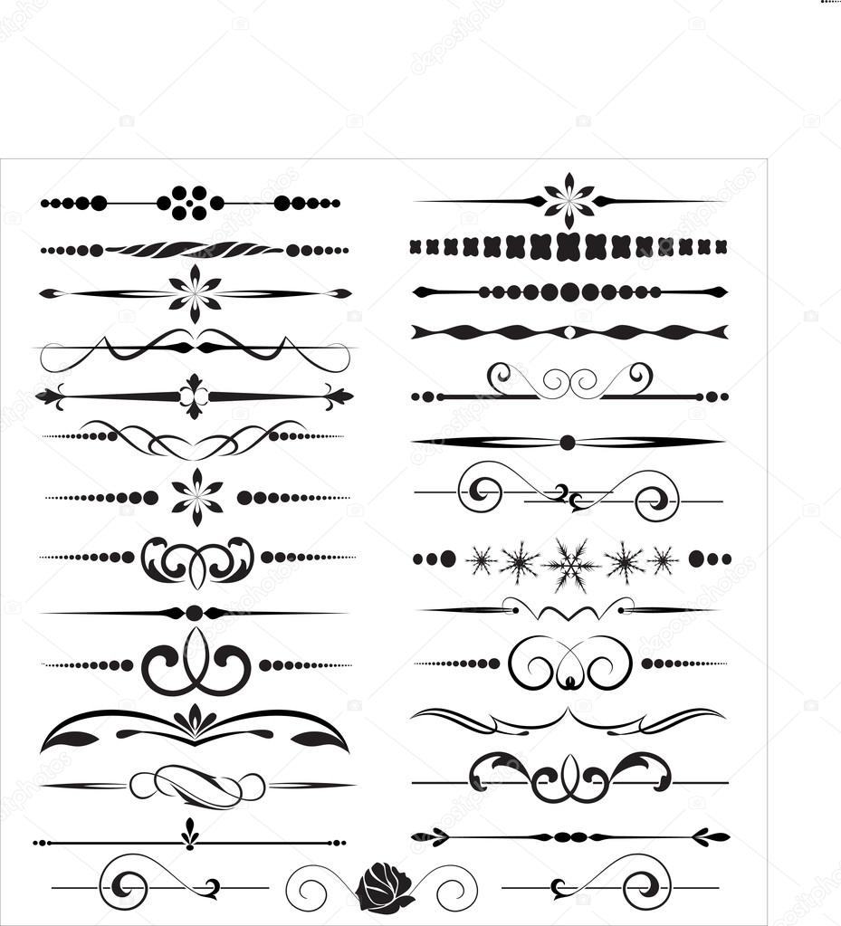 Set of design elements and dividers in vintage style vectorized