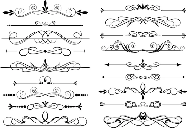 Conjunto de divisores, linhas de regras ornamentais — Vetor de Stock