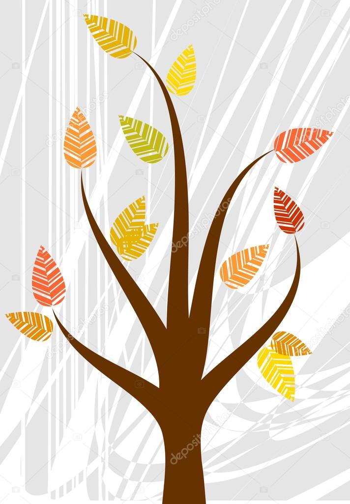 Abstract autumn tree. Vector illustration.