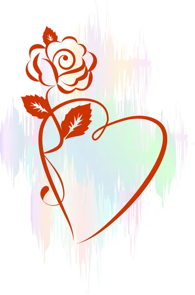 Fond avec coeur et rose — Image vectorielle