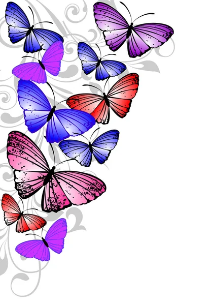 Floral abstract background with butterflies — Stock Vector