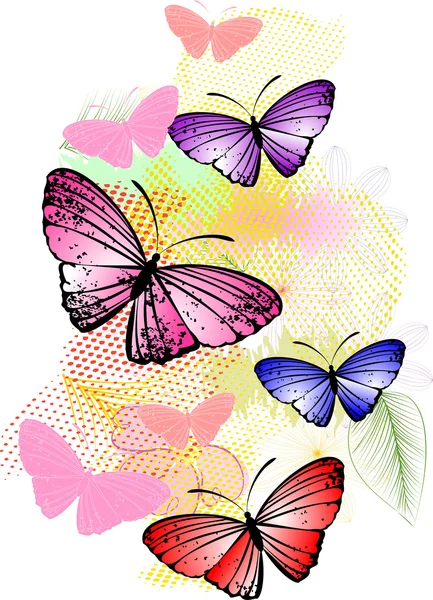 Floral abstract background with butterflies — Stock Vector