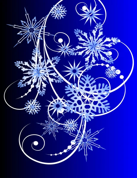 Tarjeta navideña con copos de nieve vectorizada — Vector de stock