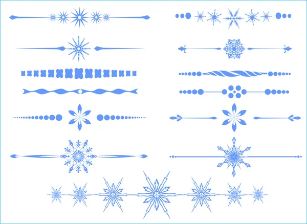 Page règle assortiment avec flocons de neige — Image vectorielle