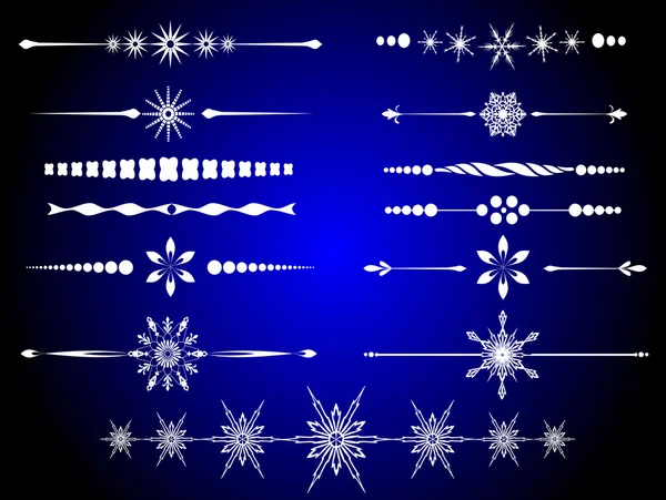 Page règle assortiment avec flocons de neige — Image vectorielle
