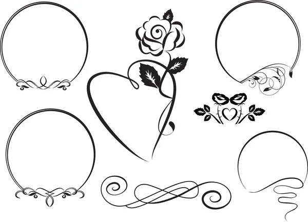 Kaligrafi çiçek tasarım öğeleri kümesi. vektör çizim.