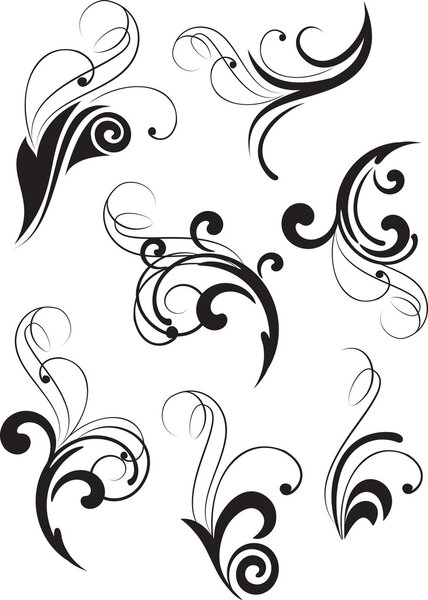 Set of decorative branches for design. Vector illustration.