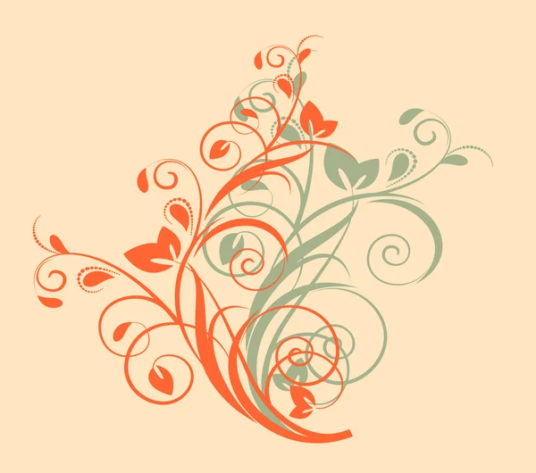 Motif floral avec branche décorative. Illustration vectorielle . — Image vectorielle