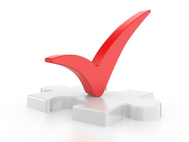 kırmızı bir çek ile beyaz bulmaca