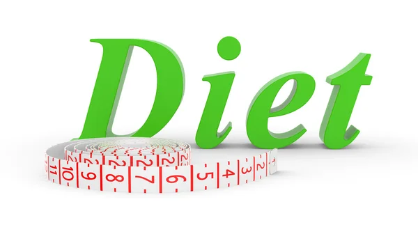 Napis diety i centymetrem — Zdjęcie stockowe