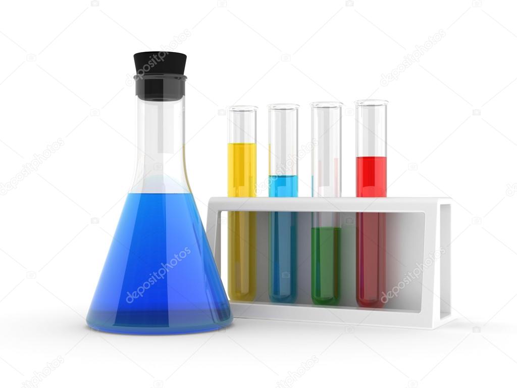 Chemical flasks with reagents
