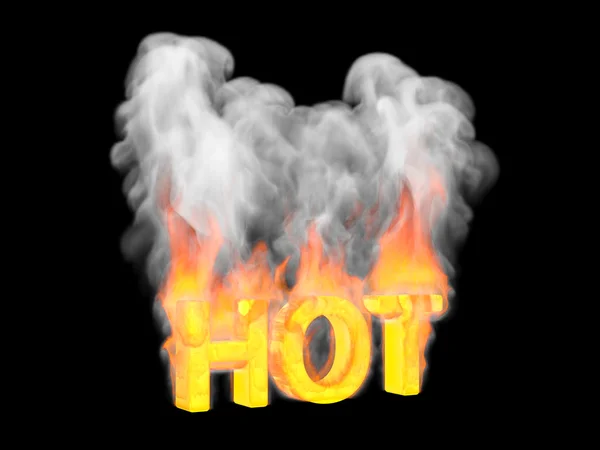 The burn text "hot" — Stock Photo, Image