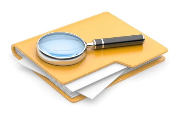 Folders search icon - folders under the magnifier. — Stock Photo, Image