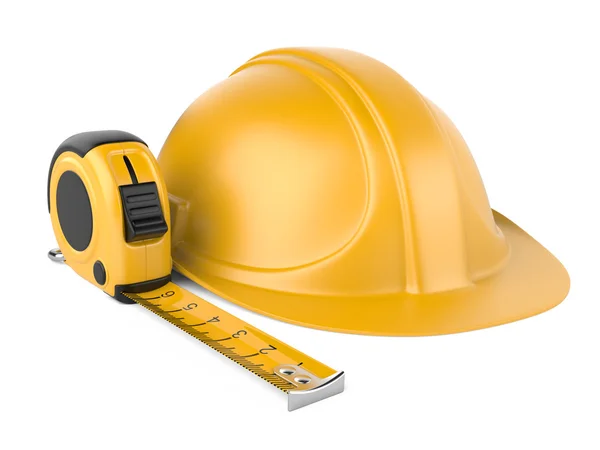 Helmet and measuring tape — Stock Photo, Image