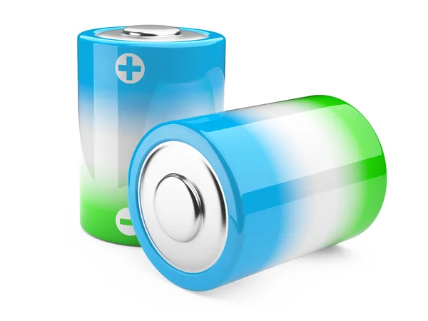 Groene en blauwe eco batterij — Stockfoto