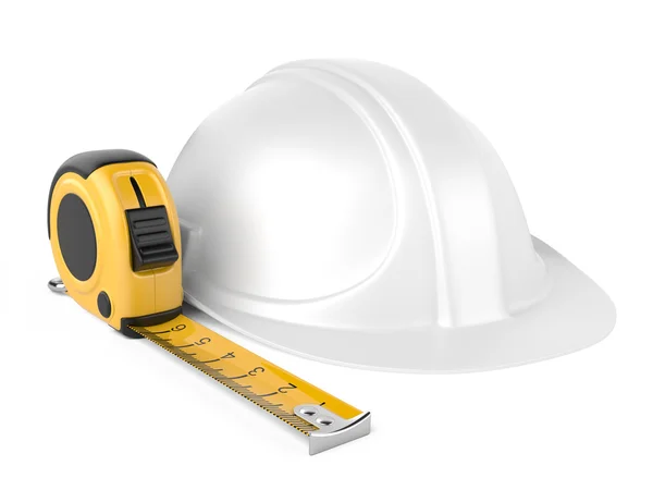 Helmet and measuring tape — Stock Photo, Image