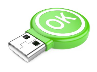 USB flash sürücü ok işareti ile. 3D görüntü