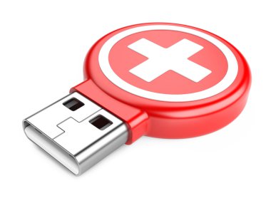 USB flash sürücü ve tıbbi takım işareti