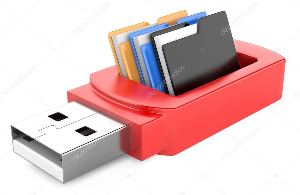 usb flash drive and folders