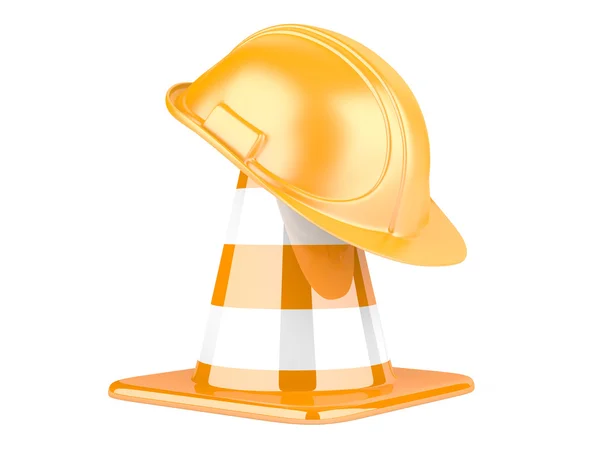 Traffic cones and helmet — Stock Photo, Image