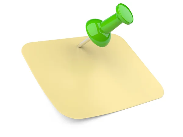 Sheet of paper for notes pinned by thumbtack — Stock Photo, Image