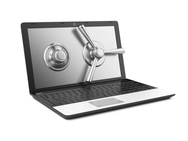 Laptop e fechadura de combinação — Fotografia de Stock