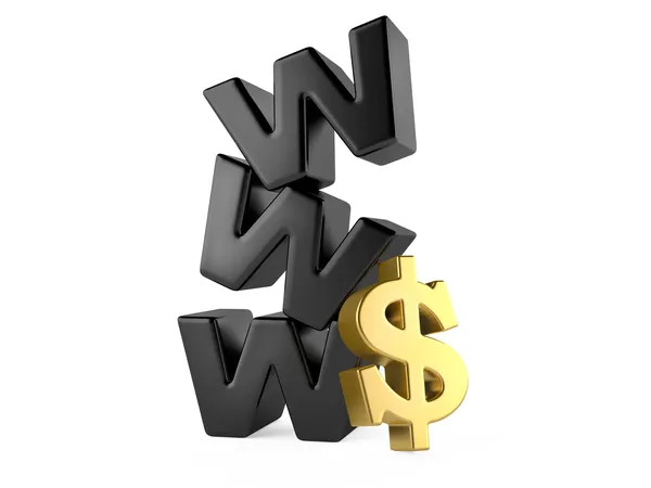 Www a dolar znamení, peníze online koncept — Stock fotografie