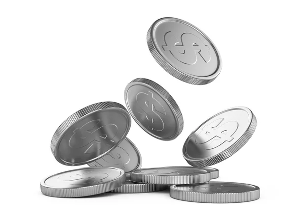 Fallande silvermynt — Stockfoto